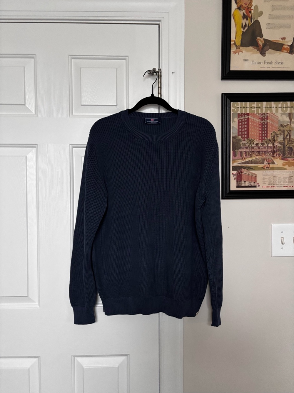 Vineyard Vines Men's Navy Ribbed Crewneck Sweater